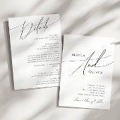 Klassiek grillig script alles in één bruiloft kaart