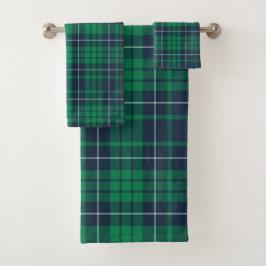 Klassiek groen-blauw geruit bad handdoek