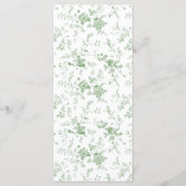 Klassiek groen bloemmotief trouwtafelmenu menu (Achterkant)
