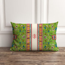 Klassiek Groen Chinoiserie Kussen met Monogram