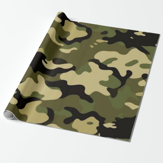 Klassiek groen en bruin camouflage inpakpapier (Uitgerold)