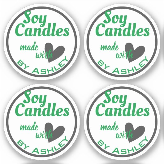 Klassiek groen en grijs hart op witte zeenkaarsen sticker (Voorkant)