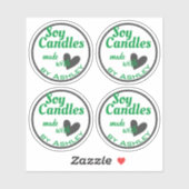 Klassiek groen en grijs hart op witte zeenkaarsen sticker (Vel)