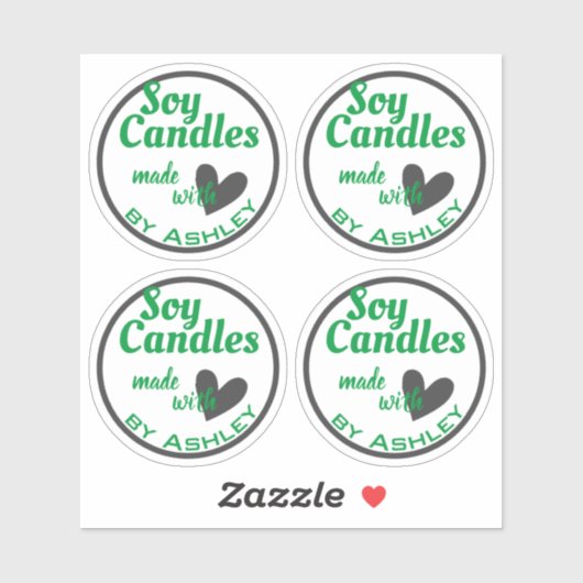 Klassiek groen en grijs hart op witte zeenkaarsen sticker (Vel)