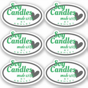 Klassiek groen en grijs hart op witte zeenkaarsen sticker