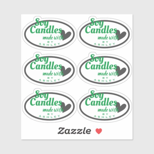 Klassiek groen en grijs hart op witte zeenkaarsen sticker (Vel)