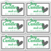 Klassiek groen en grijs hart op witte zeenkaarsen sticker (Voorkant)