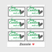 Klassiek groen en grijs hart op witte zeenkaarsen sticker (Vel)