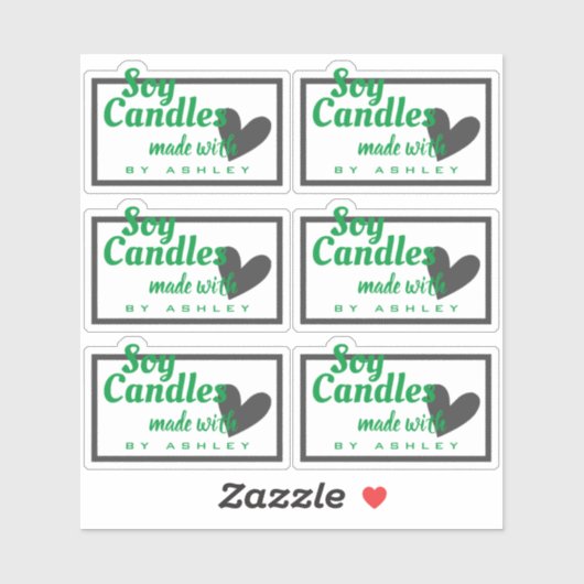 Klassiek groen en grijs hart op witte zeenkaarsen sticker (Vel)