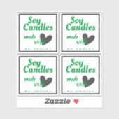 Klassiek groen en grijs hart op witte zeenkaarsen sticker (Vel)