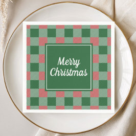 Klassiek groen en rood geruit Kerstmis Servet
