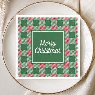 Klassiek groen en rood geruit Kerstmis Servet