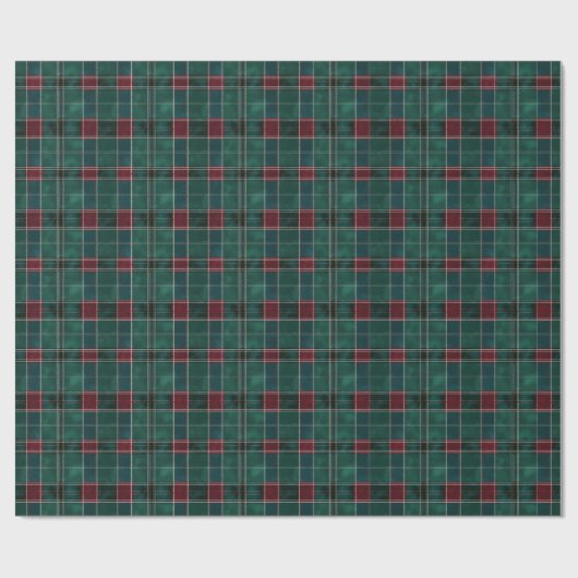 Klassiek groen en rood plaid – Feestelijke Kerst Cadeaupapier (Vlak)