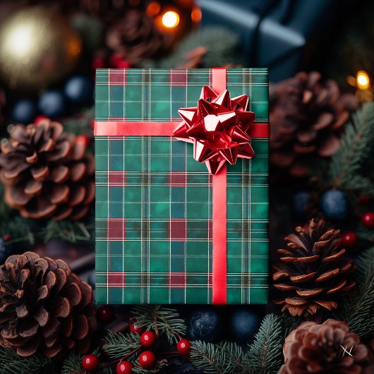 Klassiek groen en rood plaid – Feestelijke Kerst Cadeaupapier