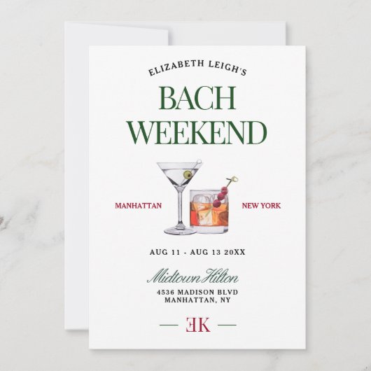 Klassiek groen en rood vrijgezellenweekend met coc kaart (Voorkant)