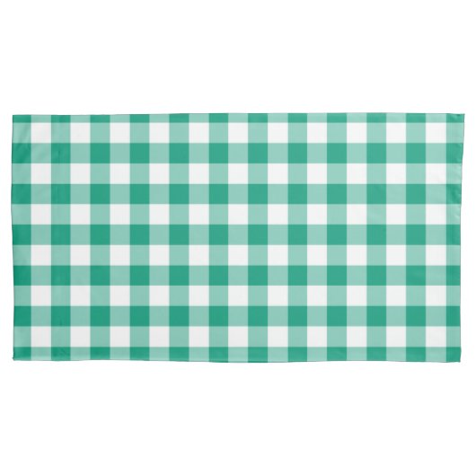 Klassiek groen en wit Gingham controleert patroon Kussensloop (Voorkant-Links)