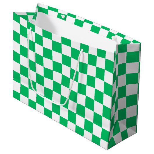 Klassiek groen geruit groot cadeauzakje (Voorkant Gekanteld)