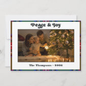 Klassiek groen geruit kerstkaart met Peace & Joy-t (Voorkant)