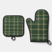Klassiek groen geruit Kerstmis Ovenwant & Pannenlap Set (Voorkant)