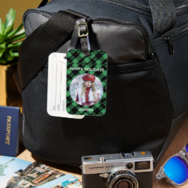 Klassiek groen geruit patroon op maat bagagelabel
