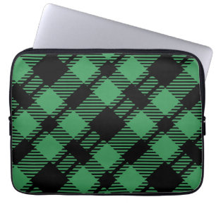 Klassiek groen geruit patroon voor de feestdagen laptop sleeve