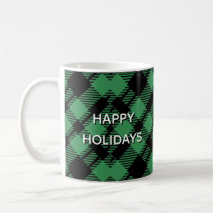 Klassiek groen geruit patroon voor de feestdagen o koffiemok