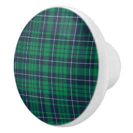 Klassiek groen geruit tartanpatroon keramische knop