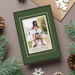 Klassiek groen gezellig patroon Kerst foto Folie Feestdagenkaart