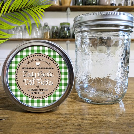 Klassiek Groen Gingham Canning Jar Label