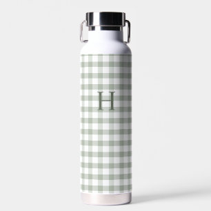 Klassiek groen Gingham modern monogram Waterfles
