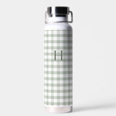 Klassiek groen Gingham modern monogram Waterfles (Achterkant)