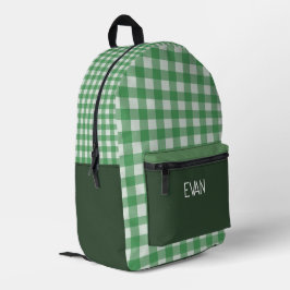 Klassiek groen Gingham patroon gepersonaliseerde s Bedrukte Rugzak