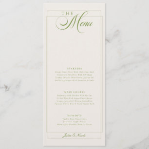 Klassiek groen ivoor kalligrafie huwelijksmenu menu