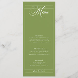 Klassiek groen ivoor kalligrafie trouwmenu menu
