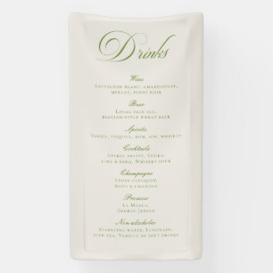 Klassiek groen kalligrafie huwelijksdrankenbarmenu spandoek