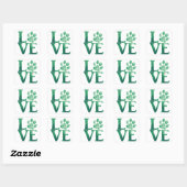 Klassiek Groen met Liefde Vierkante Sticker (Vel)