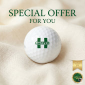 Klassiek groen monogram & aangepaste naam golfballen