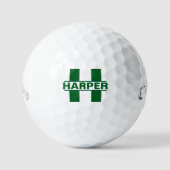 Klassiek groen monogram & aangepaste naam golfballen (Voorkant)