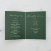 Klassiek groen oud geld elegant gevouwen trouwen programma (Binnen)