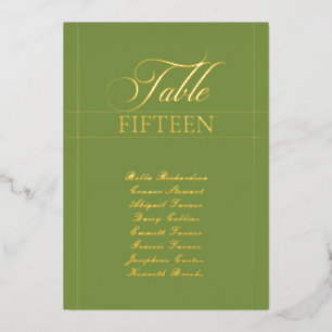 Klassiek groen rand trouwtafel nummervoor teken folie uitnodiging
