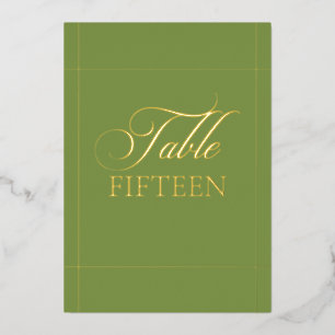 Klassiek groen randje trouwtafel nummervoorziening folie uitnodiging