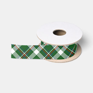Klassiek groen rood blauw wit ruitpatroon satijnen lint