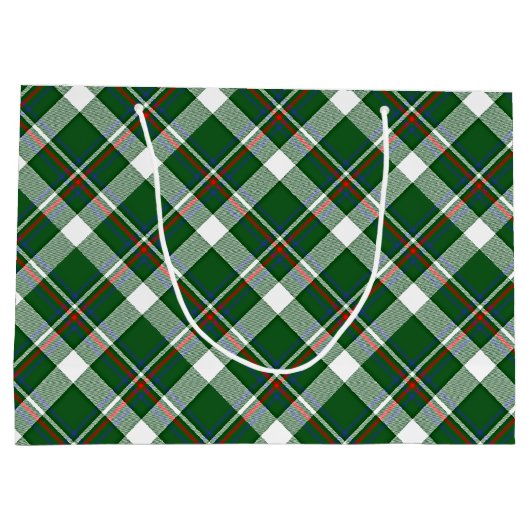 Klassiek groen rood blauw wit speldenkpatroon groot cadeauzakje (Achterkant)