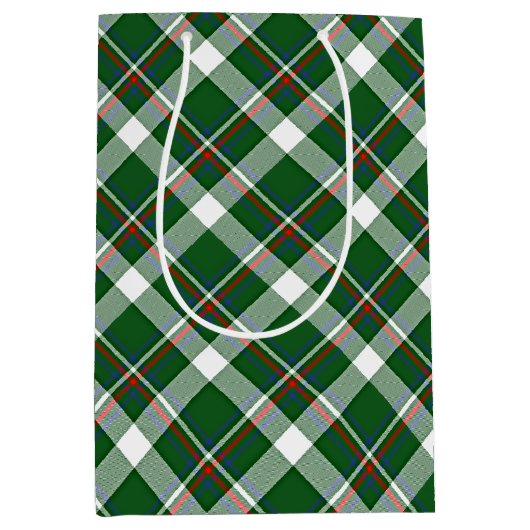 Klassiek groen rood blauw wit speldenkpatroon medium cadeauzakje (Voorkant)