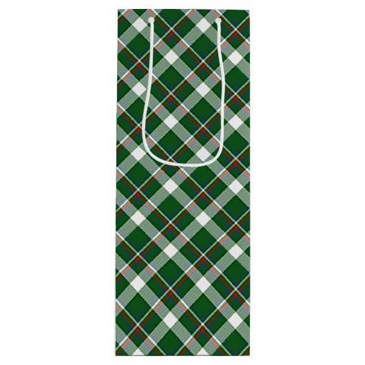 Klassiek groen rood blauw wit speldenkpatroon wijn cadeautas (Voorkant)