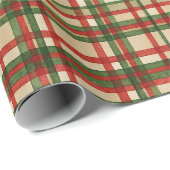 Klassiek groen rood Waterverf geplakt kunstpatroon Cadeaupapier (Rol Hoek)