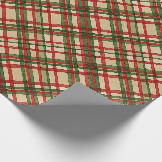 Klassiek groen rood Waterverf geplakt kunstpatroon Cadeaupapier (Hoek)