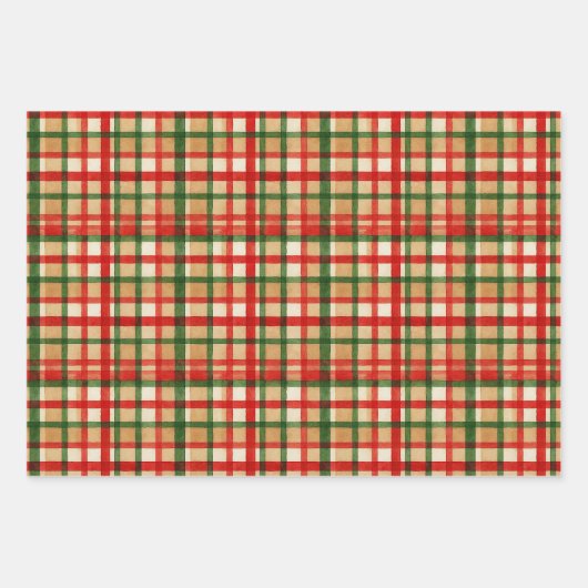 Klassiek groen rood Waterverf geplakt kunstpatroon Inpakpapier Vel (Voorkant 3)