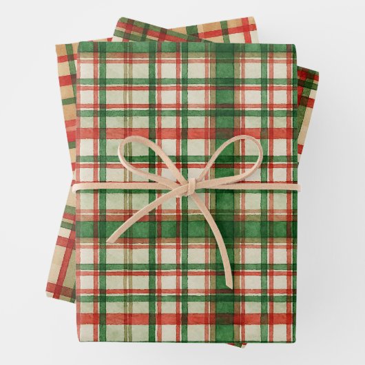 Klassiek groen rood Waterverf geplakt kunstpatroon Inpakpapier Vel (In situ)