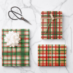 Klassiek groen rood Waterverf geplakt kunstpatroon Inpakpapier Vel